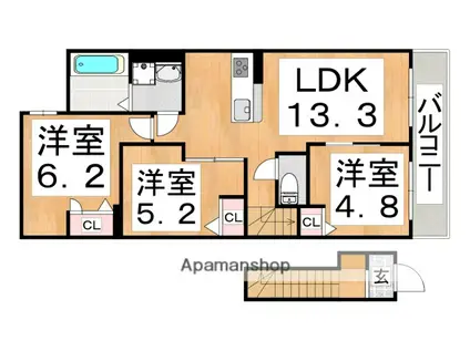 DEMEURE CRECIA Ⅱ(3LDK/2階)の間取り写真