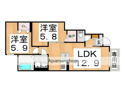DEMEURE CRECIA Ⅱ(2LDK/1階)の間取り写真