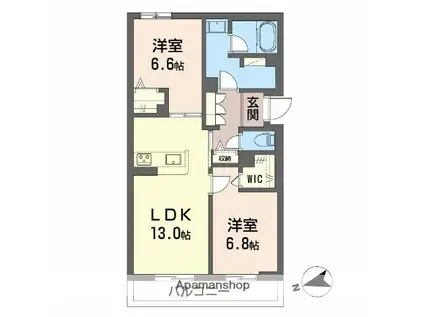 シャーメゾングランノード(2LDK/2階)の間取り写真