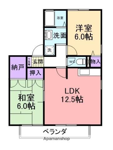 セジュール黒田2(2LDK/1階)の間取り写真