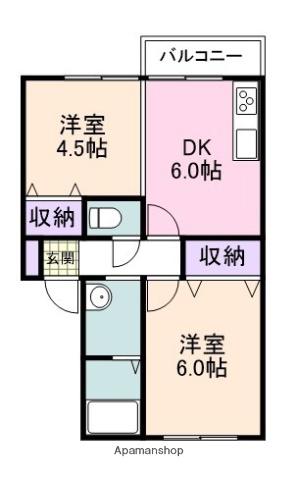コースト阪南(2DK/1階)の間取り写真
