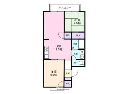 シティーコーポ山本(2LDK/2階)の間取り写真