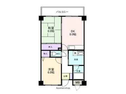 シティハウスりんくう(2DK/3階)の間取り写真