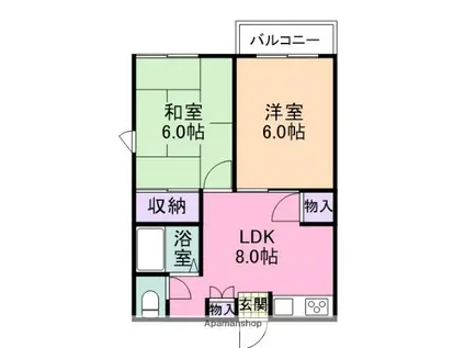 山口ハイツ(2LDK/2階)の間取り写真