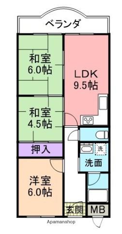 サンメゾンとっとり(3LDK/1階)の間取り写真