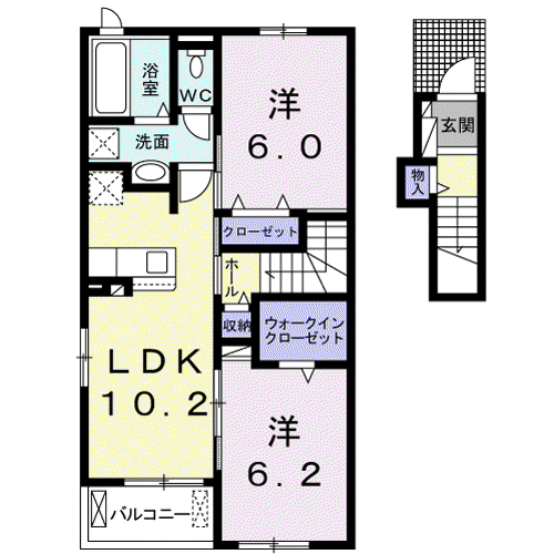 フリーデⅠ(2LDK/2階)の間取り写真