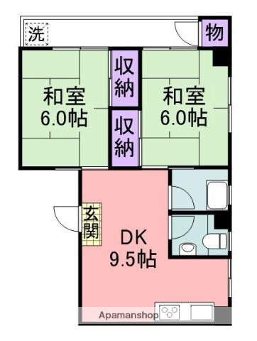 樽井ハイツ(2DK/3階)の間取り写真