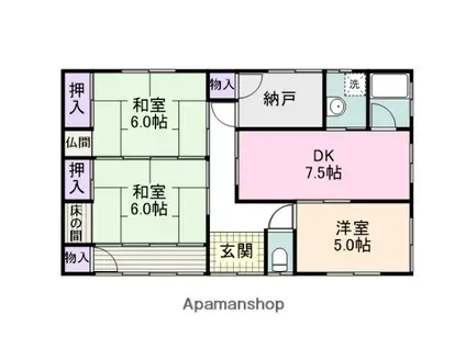 南海電鉄南海本線 淡輪駅 徒歩8分 1階建 築49年(3SDK)の間取り写真