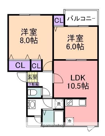 ファミール泉南1番館(2LDK/2階)の間取り写真