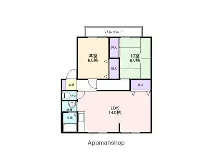 フラットイシダ(2LDK/2階)の間取り写真