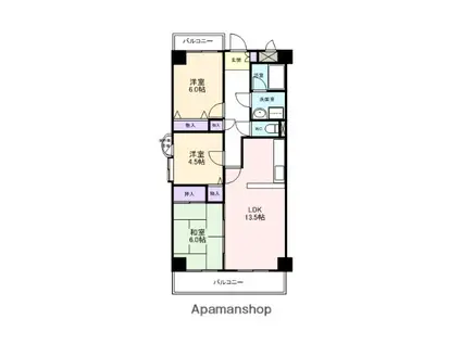グランドミール(3LDK/1階)の間取り写真