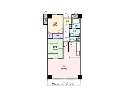 グランドミール(2LDK/2階)の間取り写真