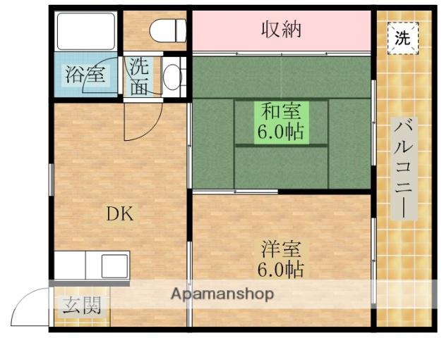 マンション加藤(2DK/2階)の間取り写真
