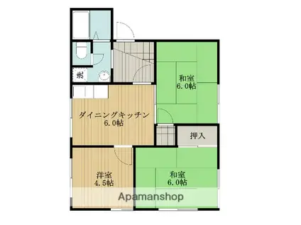 サニーハイム木下B棟(3DK/2階)の間取り写真