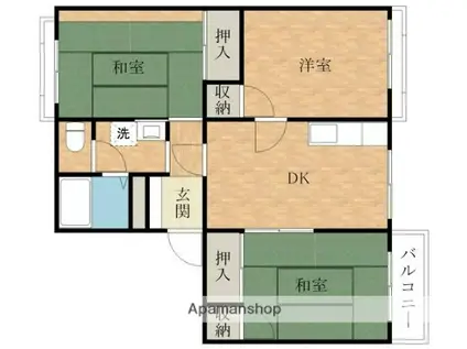 タウニィ高松(3DK/2階)の間取り写真