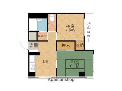 シャトレー小松里(2DK/4階)の間取り写真