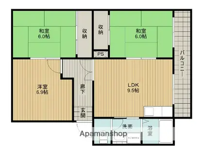 グランシャリオ(3LDK/4階)の間取り写真