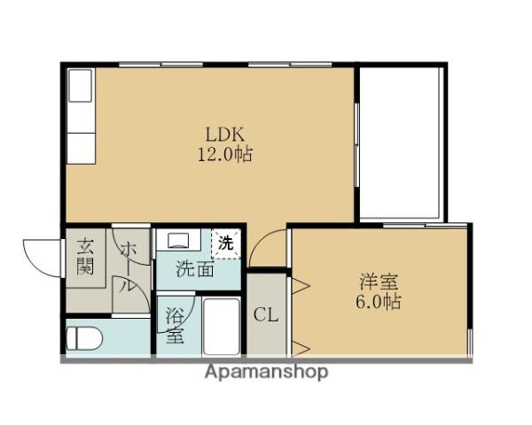 シャルマンフジ岸和田弐番館(1LDK/2階)の間取り写真