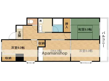 パストラーレ久米田(3DK/1階)の間取り写真