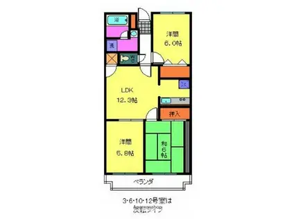 パークレーン(3LDK/5階)の間取り写真