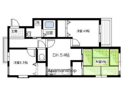 シャトー太陽2(3DK/1階)の間取り写真