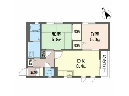 サニーコーポ(2DK/2階)の間取り写真