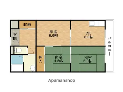 メロディコーポ岸和田(3DK/2階)の間取り写真