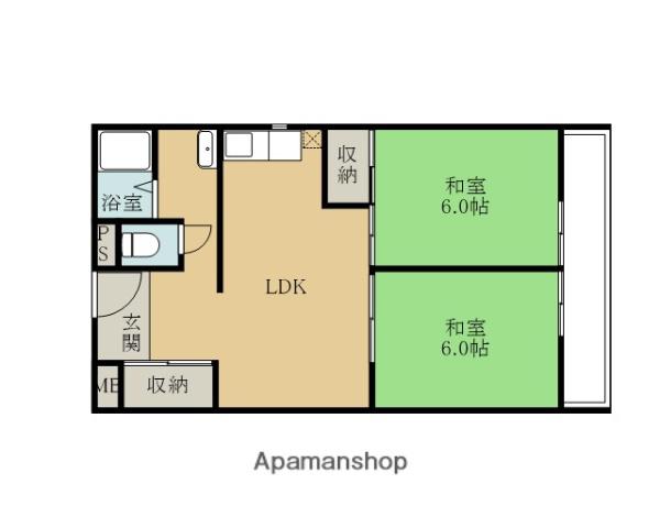 メロディコーポ岸和田(2LDK/3階)の間取り写真