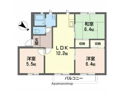 ガーデンタウン清水(3LDK/1階)の間取り写真