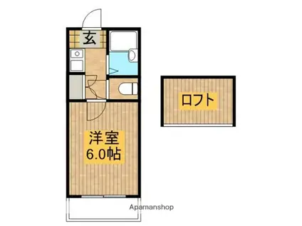 レンパレスパルコ B棟(1K/2階)の間取り写真