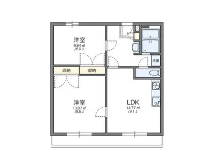 レオパレス中井町3(2LDK/2階)の間取り写真