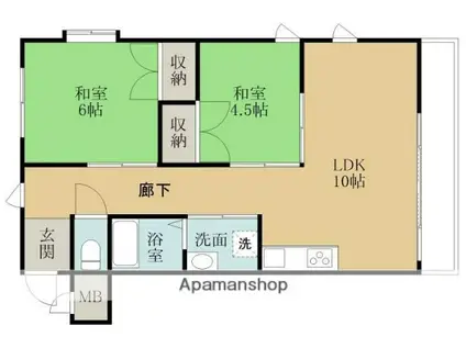 ウェルフェアー光明(2LDK/3階)の間取り写真