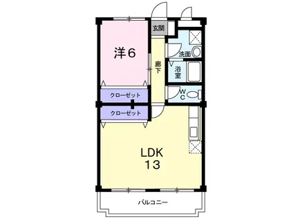 ニューフジ丸泉(1LDK/2階)の間取り写真