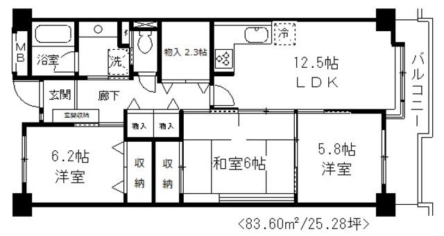 レジデンス岸和田(3SLDK/2階)の間取り写真
