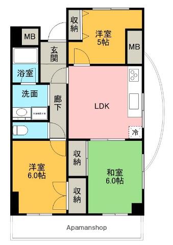 ロイヤルフラット壱番館(3DK/2階)の間取り写真