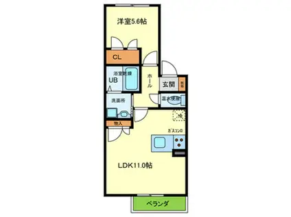 メゾンブランシェ(1LDK/2階)の間取り写真