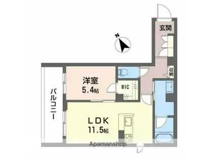 シャーメゾン アズナブル(1LDK/2階)の間取り写真