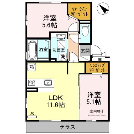 ロイヤルハイツ 2(2LDK/1階)の間取り写真