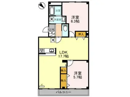 コスモ二色浜3(3LDK/3階)の間取り写真