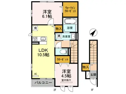 JIN/輝 A棟(2LDK/2階)の間取り写真