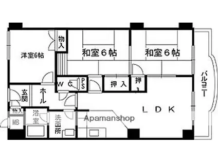 フィアテル岸和田(3LDK/3階)の間取り写真
