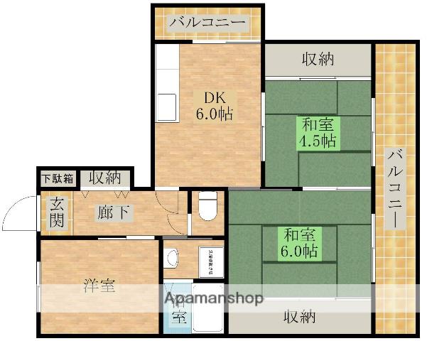 ロイヤルコーポ忠岡(3DK/4階)の間取り写真