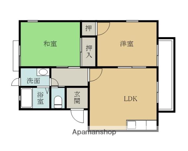 スカイハイツ植田(2LDK/1階)の間取り写真