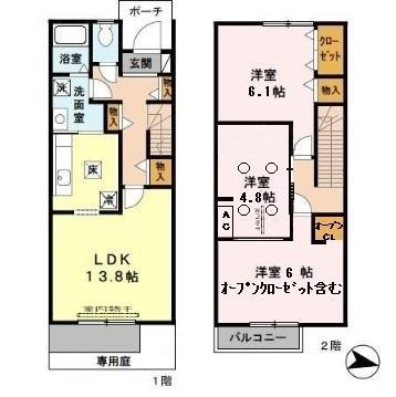 サニーガーデン B(3LDK)の間取り写真