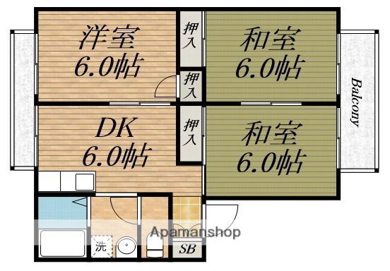 プリミエールⅡ(3DK/1階)の間取り写真