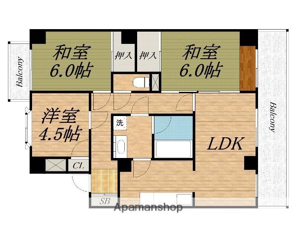 やかた南浜寺2(3LDK/2階)の間取り写真