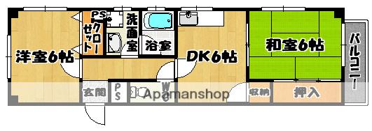 パル北花田(2DK/2階)の間取り写真