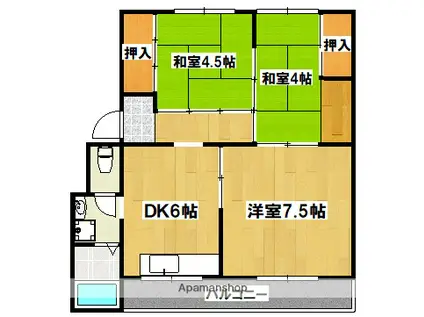 南海北野田グリーンハイツ(3DK/2階)の間取り写真