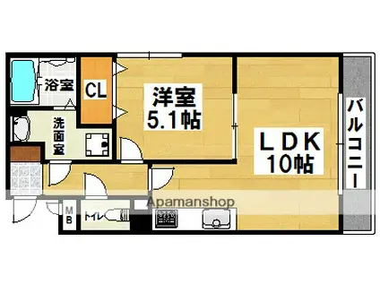 TKアンバーコート大美野(1LDK/1階)の間取り写真