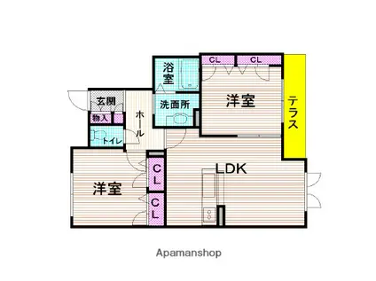 シャーメゾン竹城庵(2LDK/1階)の間取り写真